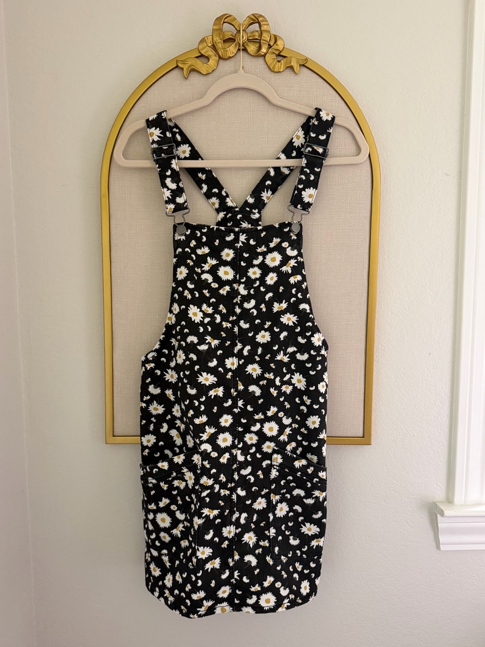 Daisy Print Black Jumper Dress